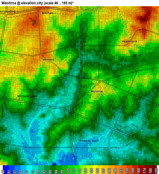 Wantirna elevation map