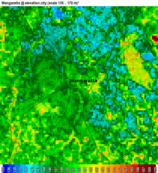 Wangaratta elevation map