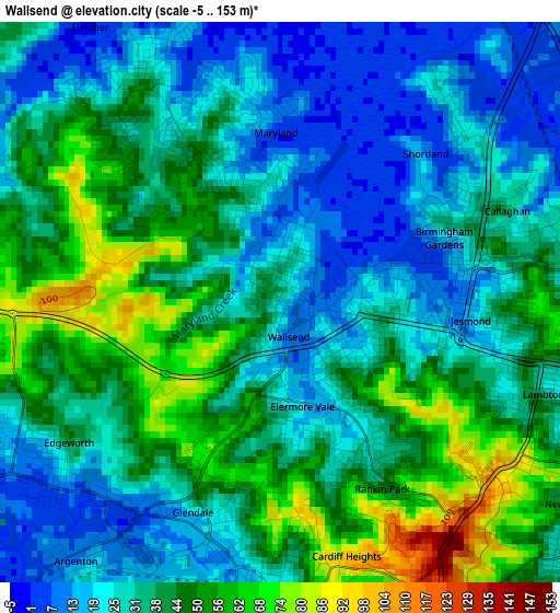 Wallsend elevation map