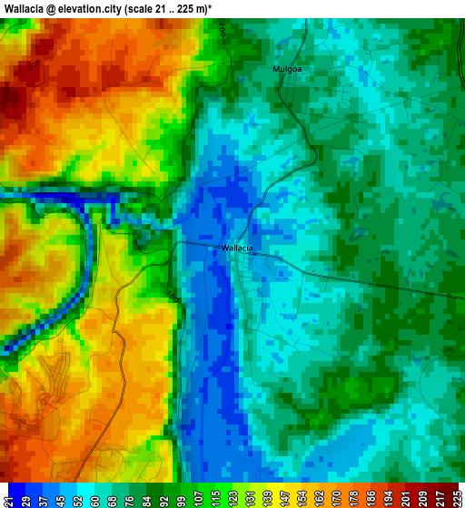 Wallacia elevation map