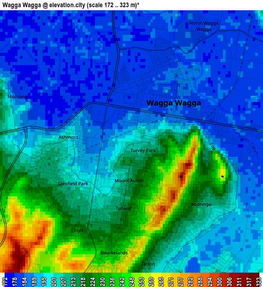 Wagga Wagga elevation map