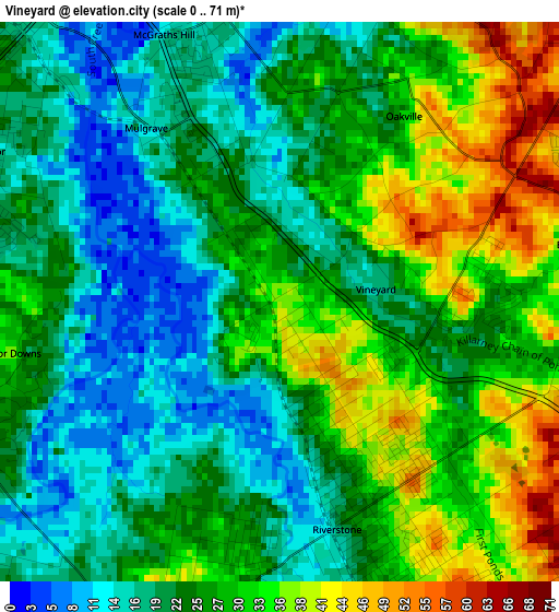 Vineyard elevation map