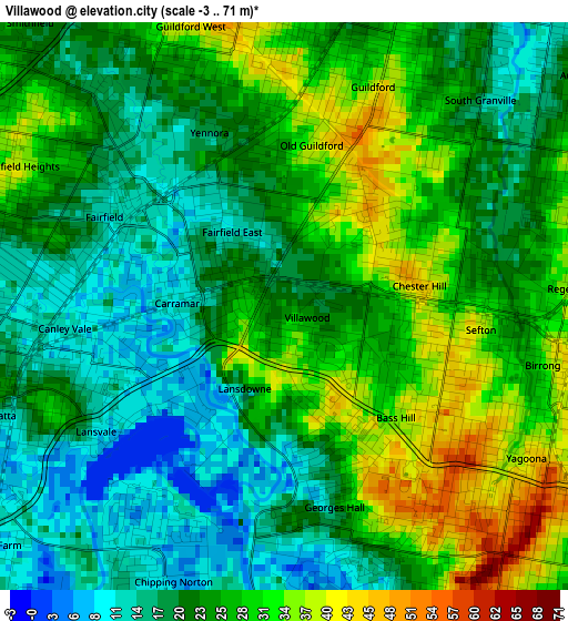 Villawood elevation map