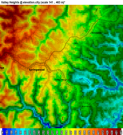 Valley Heights elevation map