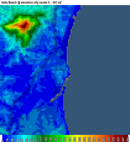 Valla Beach elevation map