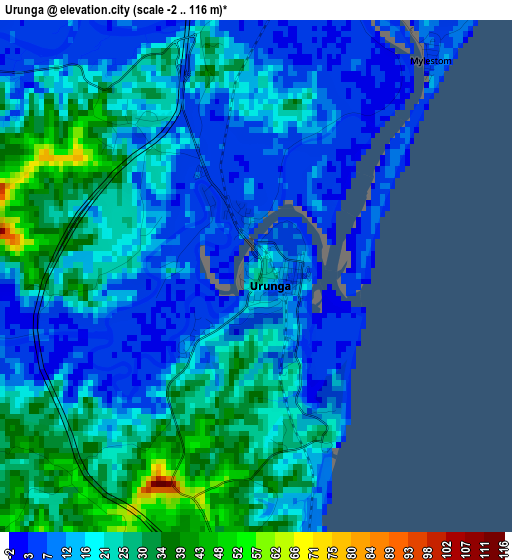 Urunga elevation map