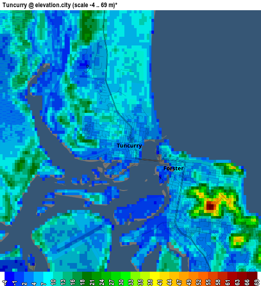 Tuncurry elevation map