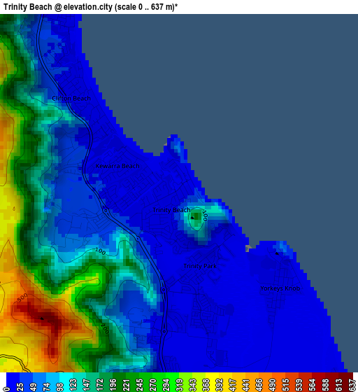 Trinity Beach elevation map