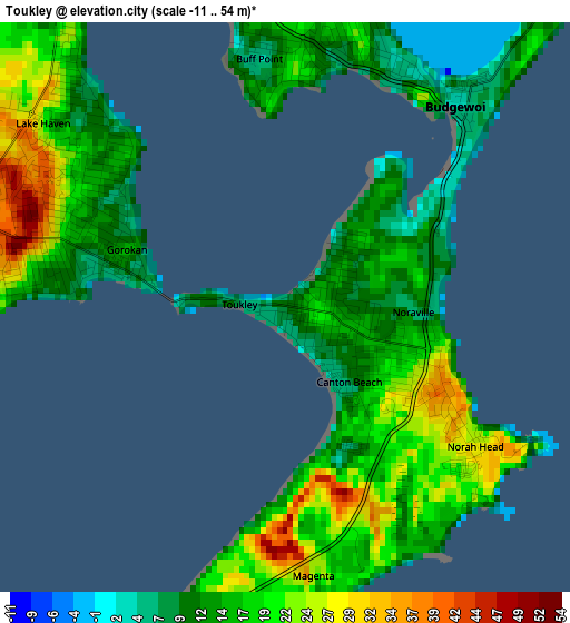 Toukley elevation map