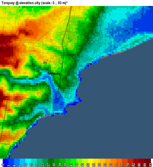 Torquay elevation map