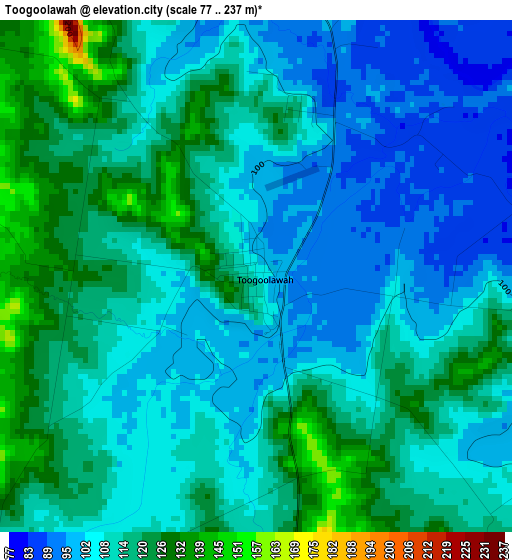 Toogoolawah elevation map