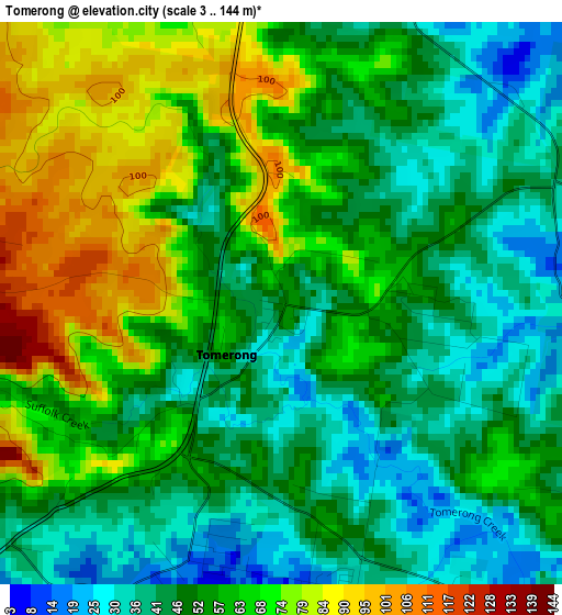 Tomerong elevation map