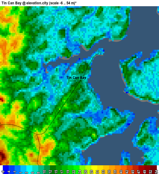 Tin Can Bay elevation map