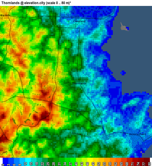 Thornlands elevation map