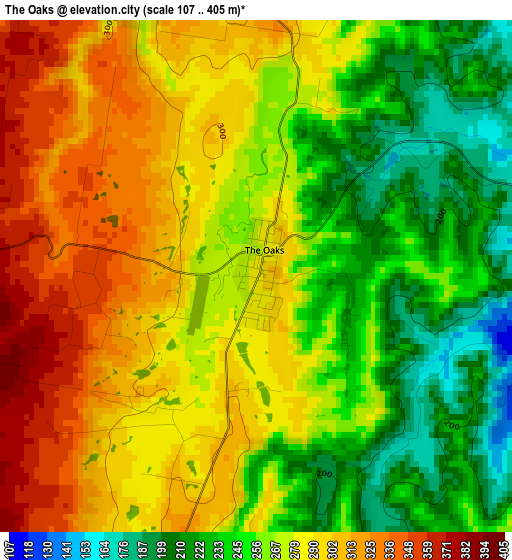 The Oaks elevation map