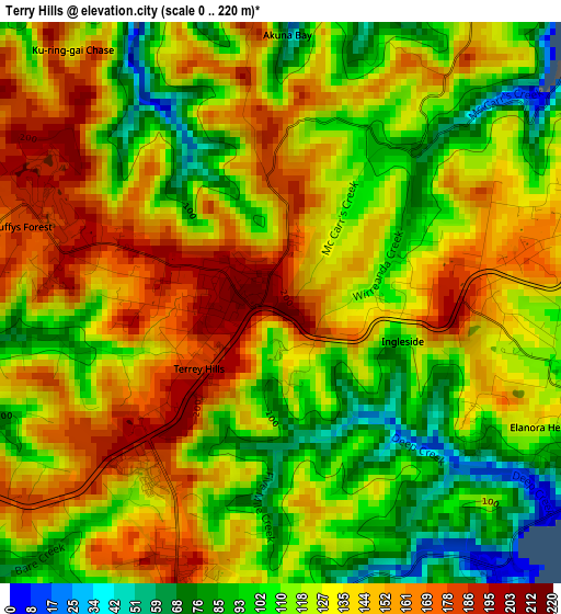 Terry Hills elevation map