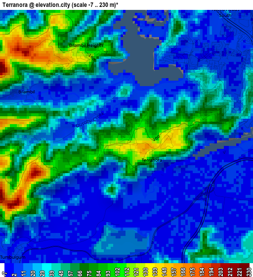 Terranora elevation map