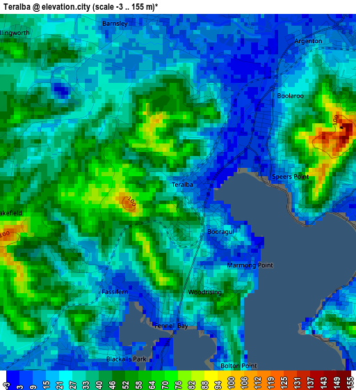 Teralba elevation map