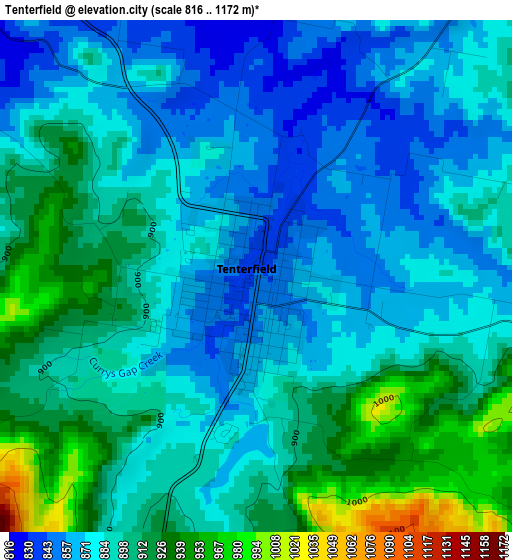 Tenterfield elevation map