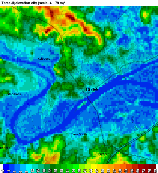 Taree elevation map