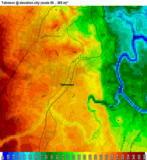 Tahmoor elevation map