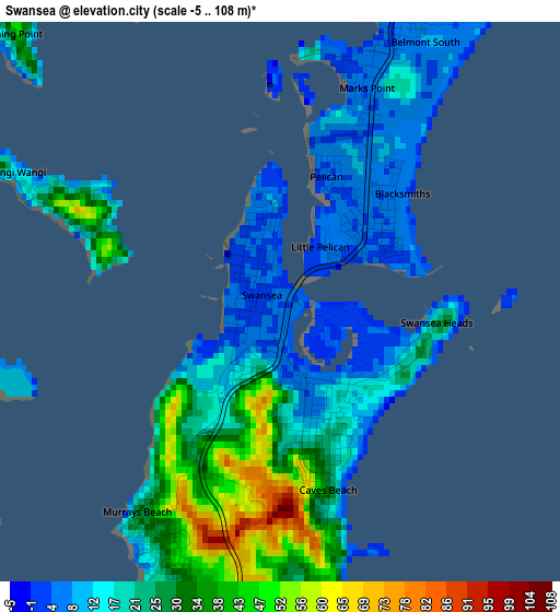 Swansea elevation map