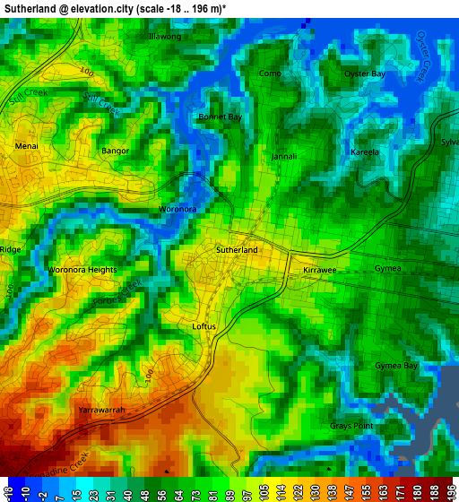 Sutherland elevation map