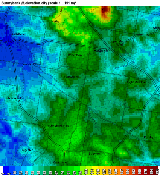 Sunnybank elevation map