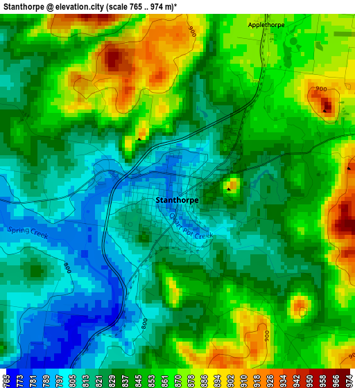 Stanthorpe elevation map