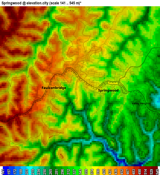 Springwood elevation map