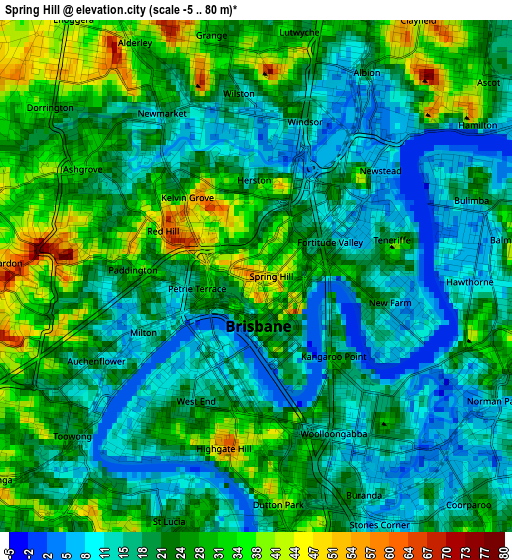 Spring Hill elevation map