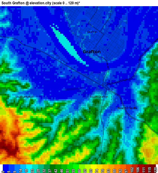 South Grafton elevation map