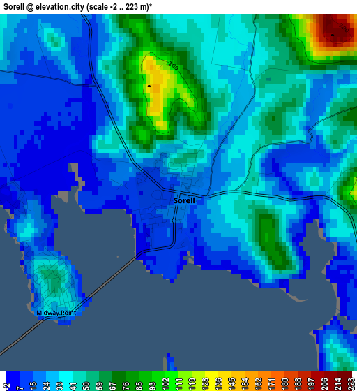 Sorell elevation map