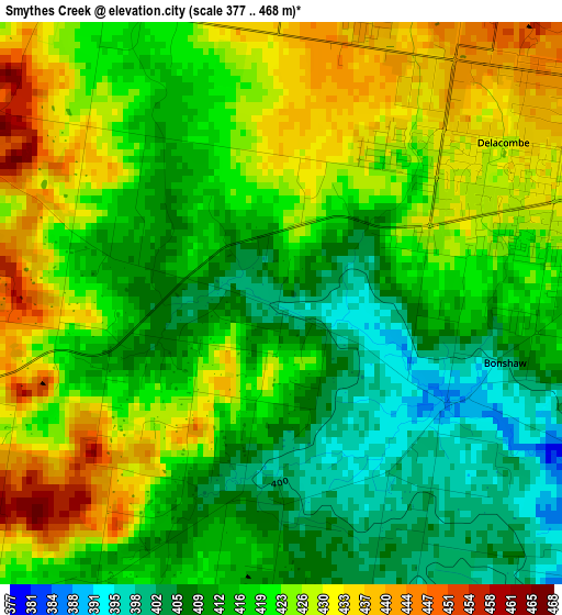 Smythes Creek elevation map