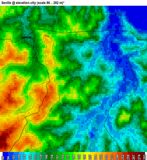 Seville elevation map