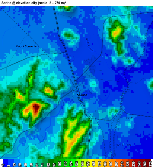 Sarina elevation map