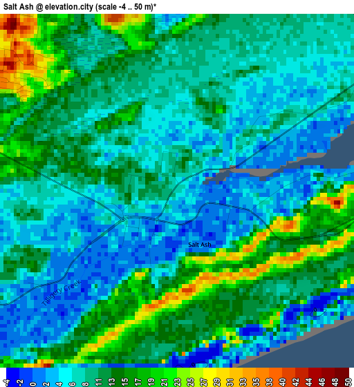 Salt Ash elevation map