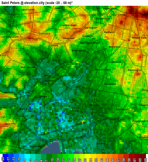 Saint Peters elevation map