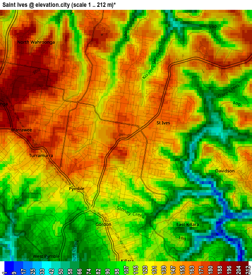 Saint Ives elevation map