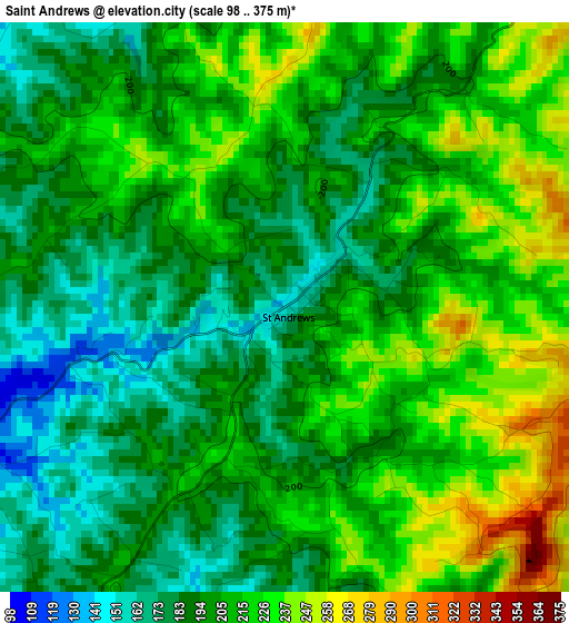 Saint Andrews elevation map