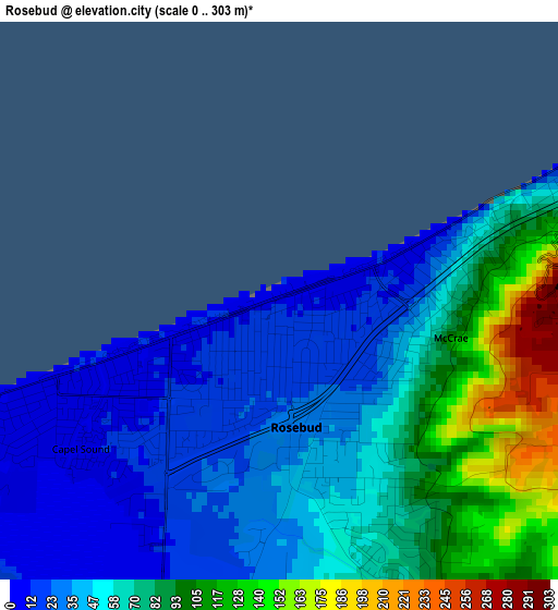 Rosebud elevation map