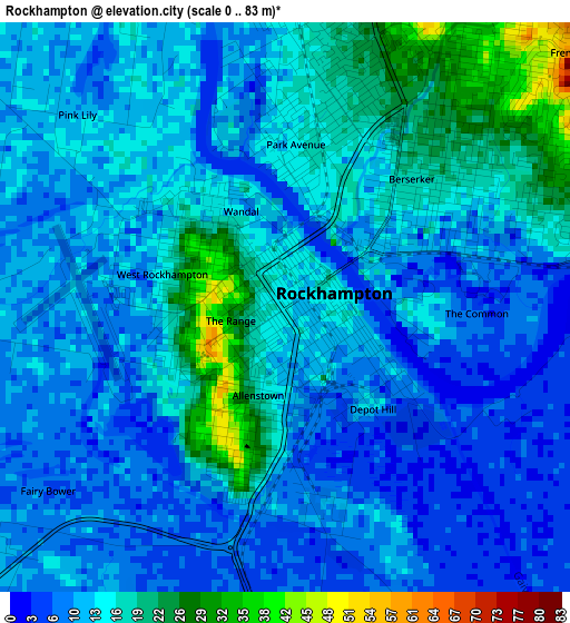 Rockhampton elevation map