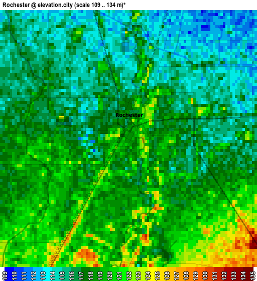 Rochester elevation map