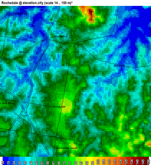 Rochedale elevation map