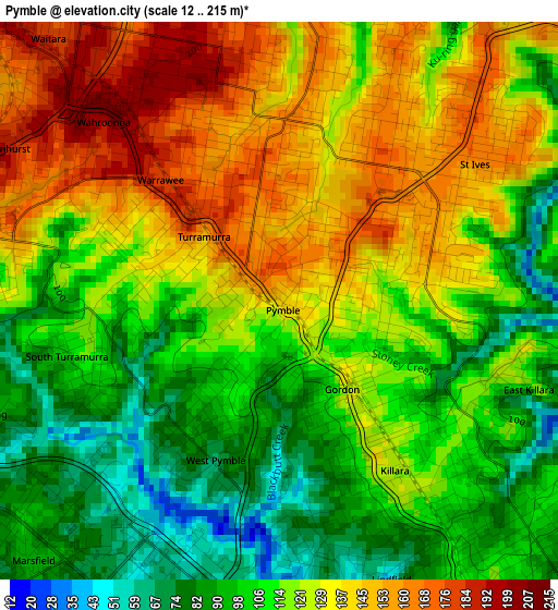 Pymble elevation map