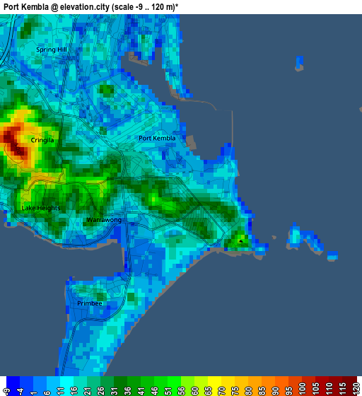 Port Kembla elevation map