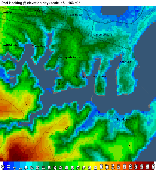 Port Hacking elevation map