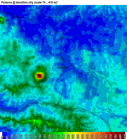 Pomona elevation map