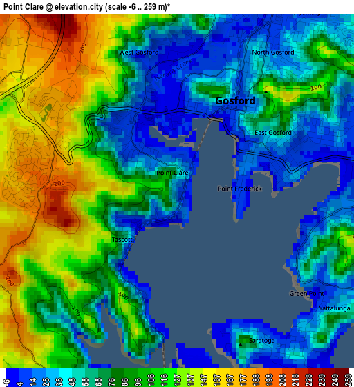 Point Clare elevation map