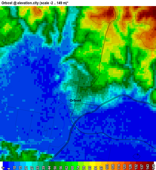 Orbost elevation map